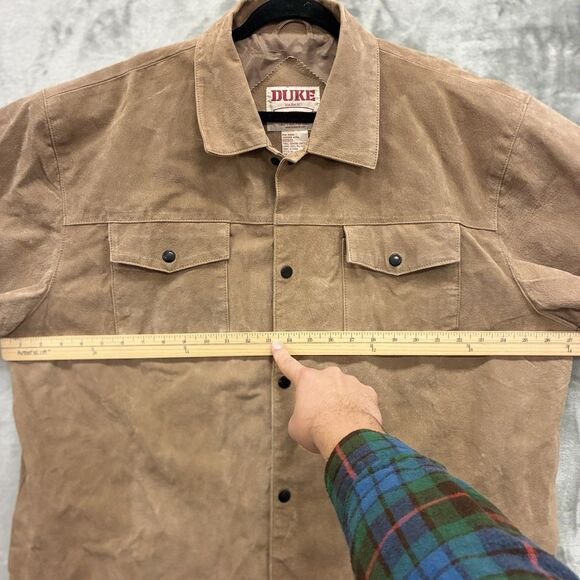 Duke Haband Leather Suede Snap Button Jacket Overcoat Men's 4XL Vintage Y2K - Picture 4 of 5